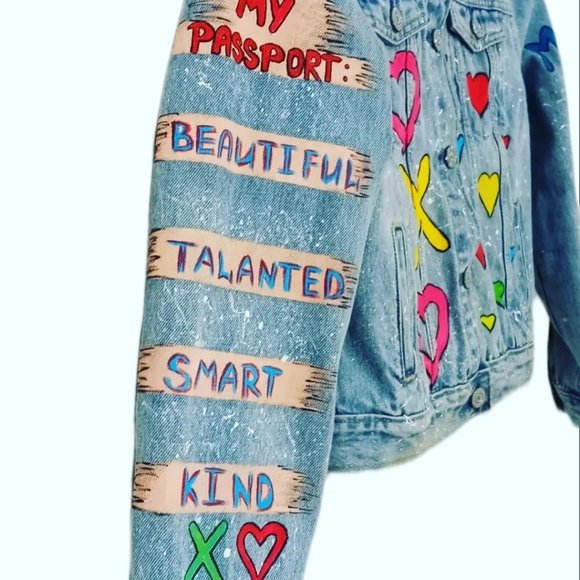 Hand Painted Denim Jacket NEW - Picture 3 of 5